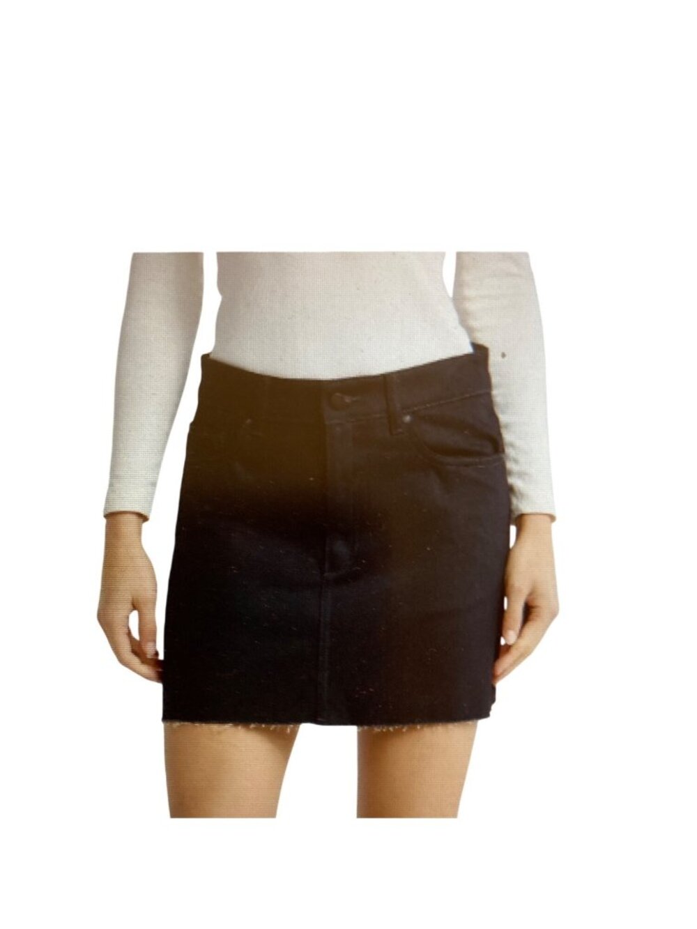 Alma Fray Denim Miniskirt Raw Hem Black Size 31 NWT